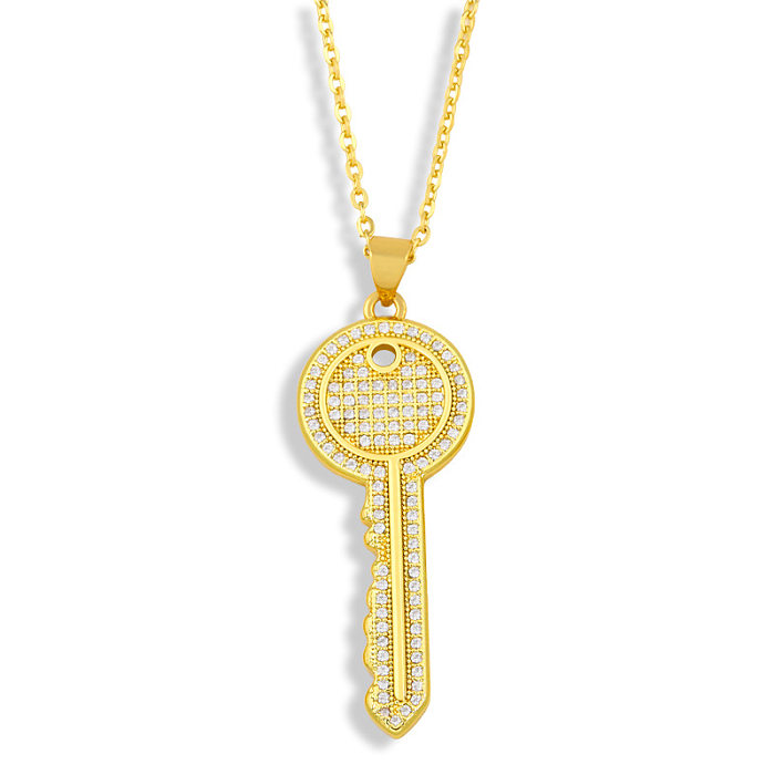 Mode Schlüssel Kupfer Zirkon Halskette Großhandel