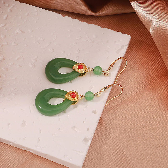 1 paire de boucles d'oreilles pendantes en cuivre plaqué or 18 carats, Style Simple, gouttelettes d'eau