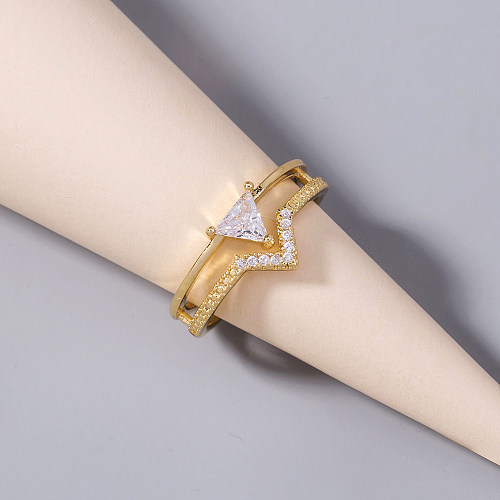 1 Piece Fashion Letter Copper Inlay Zircon Rings