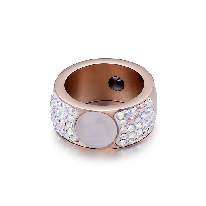 Titanium Steel Magnet Ring Personality Trend Diamond Opal Ring