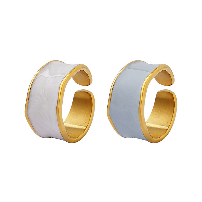 Ethnic Style Solid Color Titanium Steel Plating Rings 1 Piece