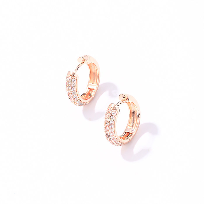 1 Pair Casual Simple Style Shiny Round Plating Inlay Copper Zircon Earrings