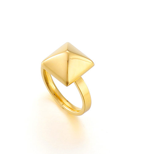 Anel de aço inoxidável dourado quadrado da moda, joias por atacado