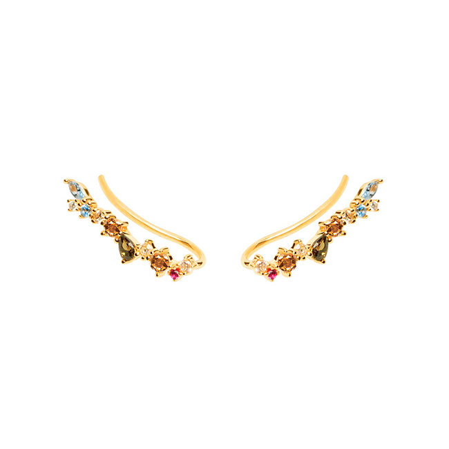 European And American Trend Fashion Small Fresh Water Drop Female Earrings Geometric Multicolor Zircon Ear Clip