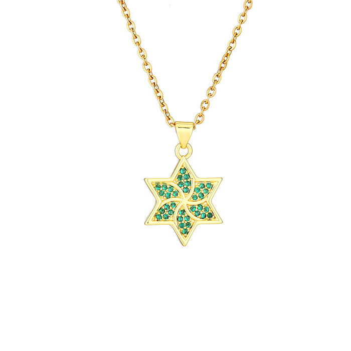 Collier pendentif en Zircon plaqué or 18 carats en cuivre étoile de Style Simple en vrac