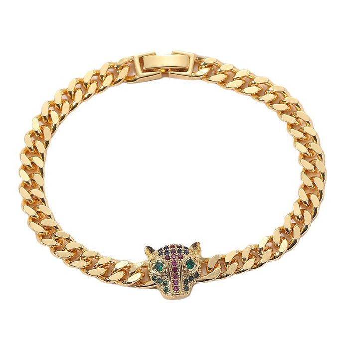 Bracelets plaqués cuivre léopard de style simple 1 pièce