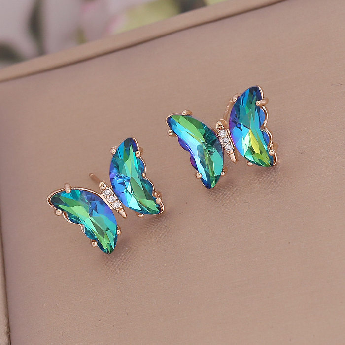 Fashion Butterfly Copper Ear Studs Zircon Copper Earrings