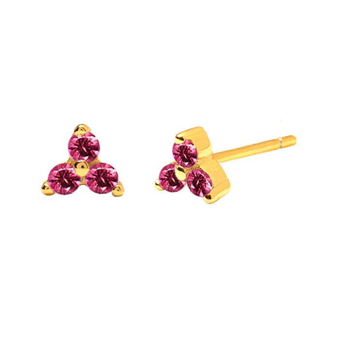 Simple Style Leaf Square Water Droplets Copper Ear Studs Plating Inlay Zircon Copper Earrings