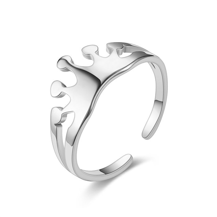 Moda nova coroa anel de casal ajustável em aço titânio
