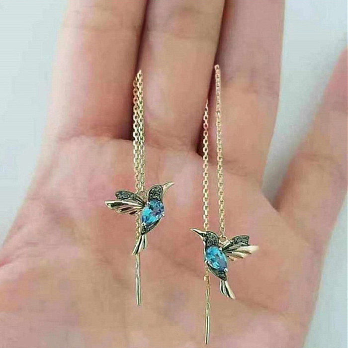Fashion Bird Shaped Copper Inlaid Zircon Copper Earrings Wholesale
