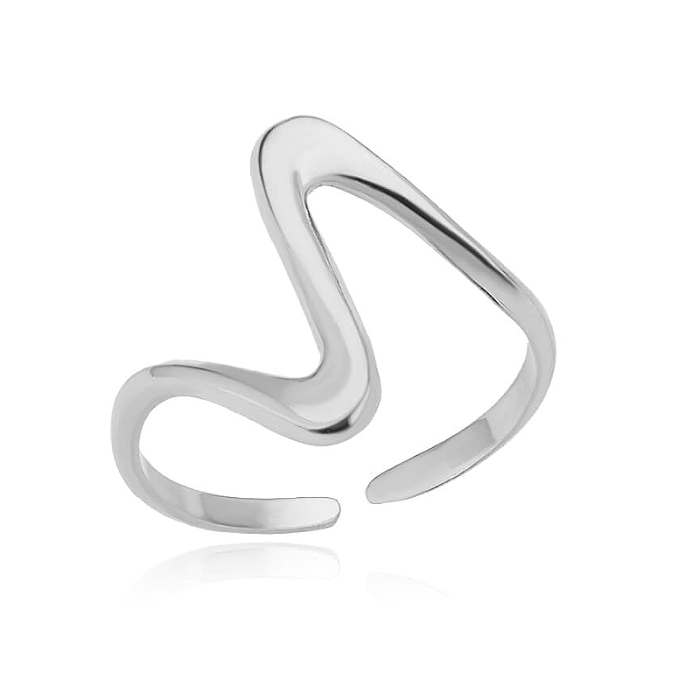 Vente en gros Hip-Hop Style moderne vagues placage en acier inoxydable anneaux ouverts plaqués or 18 carats