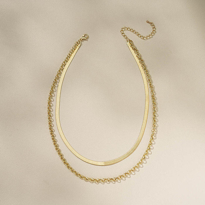 Mehrschichtige Halsketten im schlichten Urlaubsstil mit einfarbiger Kupferbeschichtung