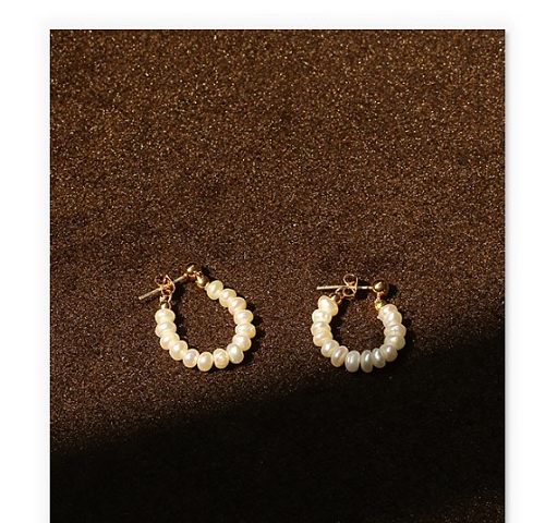 1 par de pendientes de perlas chapados en cobre geométricos de estilo vintage
