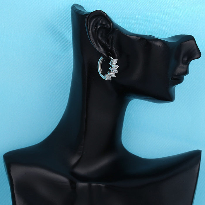 Clip d'oreille en Zircon plaqué cuivre, Simple, Micro-incrusté, irrégulier, cercle, vente en gros de bijoux