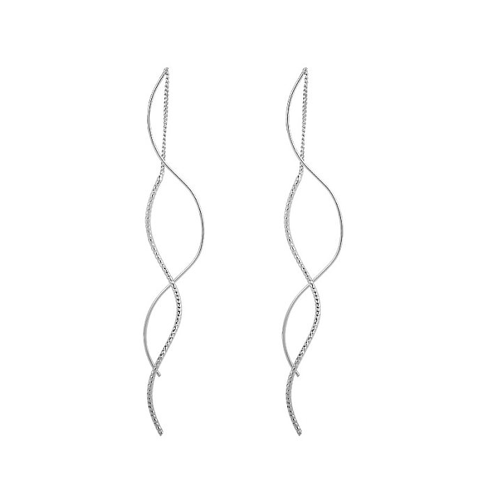 1 Pair Simple Style Waves Copper Plating Drop Earrings