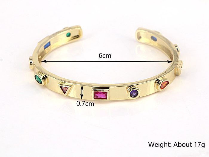 New Creative Open Bracelet Copper-plated Real Gold Micro-inlaid Color White Zircon Bracelet