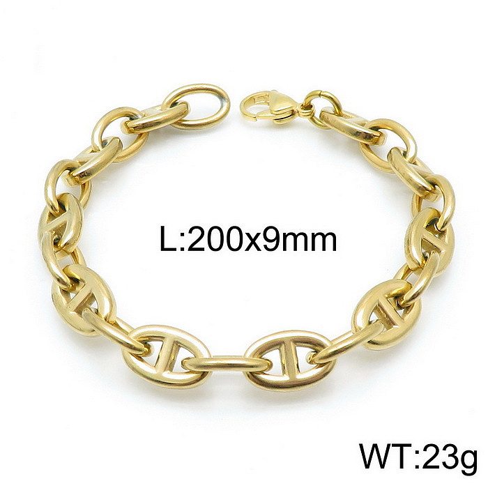 New Fashion Oval Ring Open Buckle Stainless Steel Necklace Bracelet Set Wholesale jewelry