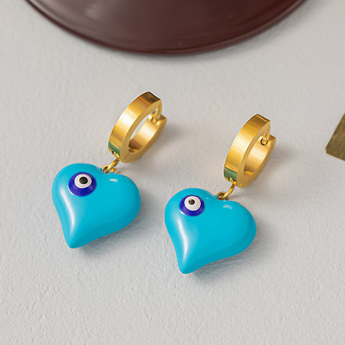 Commute Herzförmige Halskette mit vergoldeten Ohrringen und Ohrringen aus Titanstahl