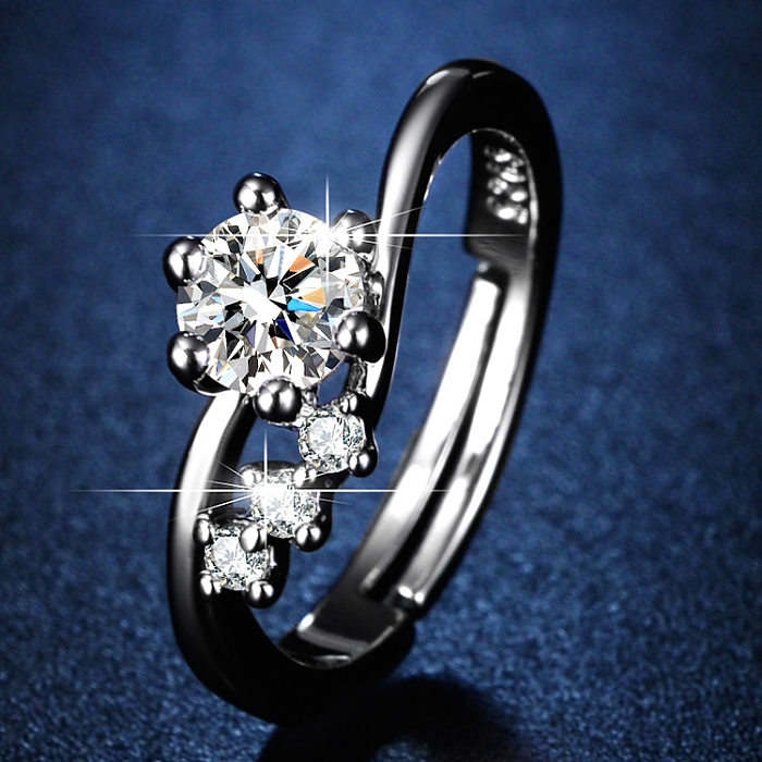 Luxurious Square Copper Plating Inlay Zircon Open Ring