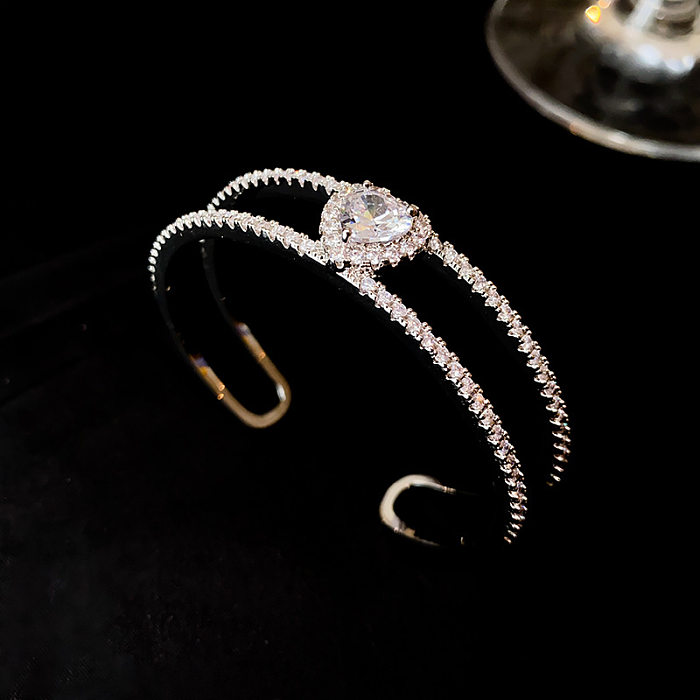 Bracelets d'anneaux de Zircon incrustés de cuivre de couleur unie de style simple