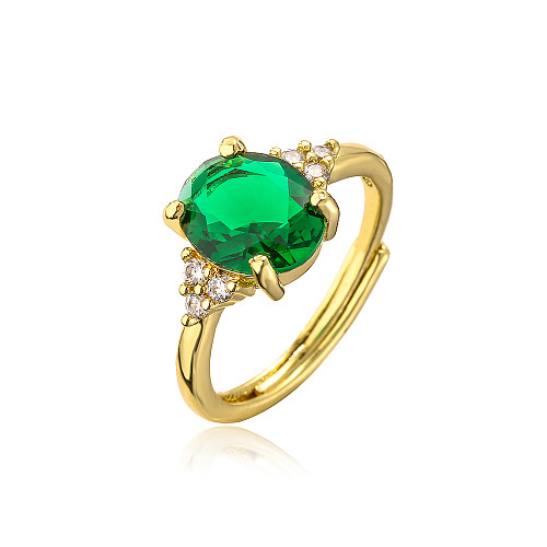 Fashion Geometric Copper Gold Plated Zircon Open Ring 1 Piece