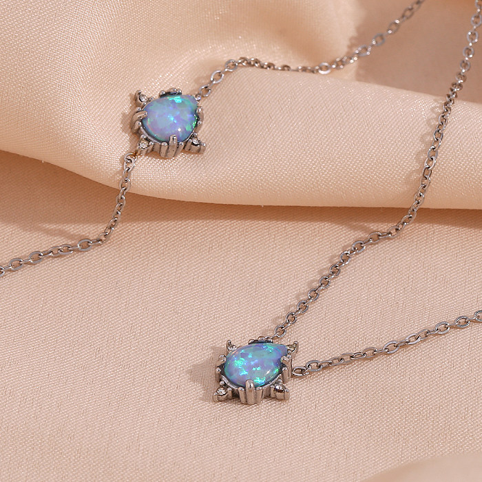 Estilo vintage estilo simples estilo clássico redondo incrustação de aço inoxidável pedras preciosas artificiais pulseiras femininas brincos colar