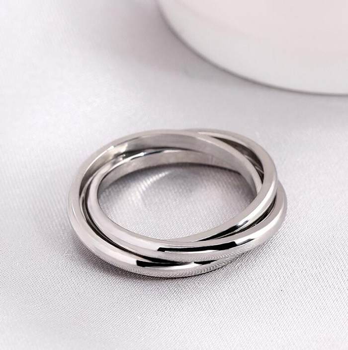 Wholesale Fashion Stainless Steel Geometric Multi-layer Ring jewelry