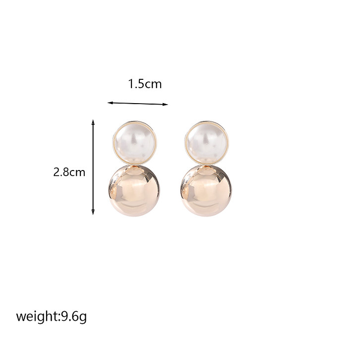 1 Pair Vintage Style Round Plating Hollow Out Inlay Copper Artificial Pearls Zircon 18K Gold Plated Earrings