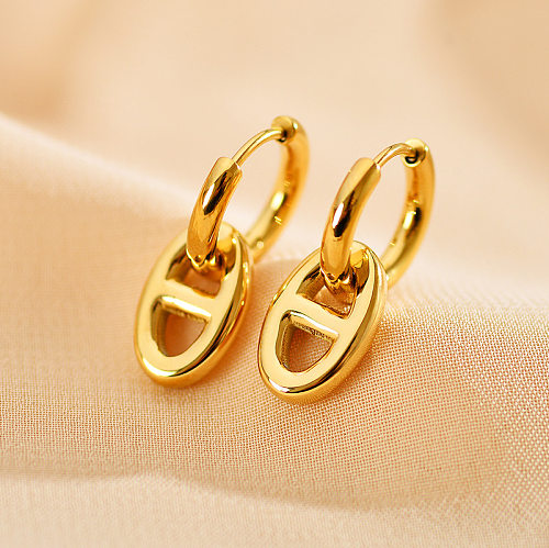 1 paire de boucles d'oreilles pendantes en Zircon, Style Simple, croix en cuivre, incrustation de placage de pampilles