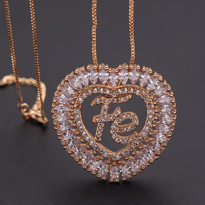 Vintage Style Streetwear Heart Shape Lock Copper Polishing Plating Inlay Zircon 18K Gold Plated Pendant Necklace