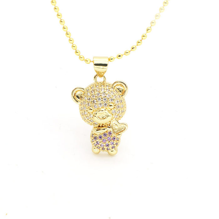 Simple Style Bear Copper Plating Gold Plated Pendant Necklace