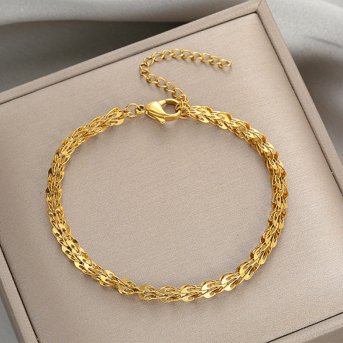 Simple Style Commute Solid Color Titanium Steel Plating 18K Gold Plated Bracelets Necklace