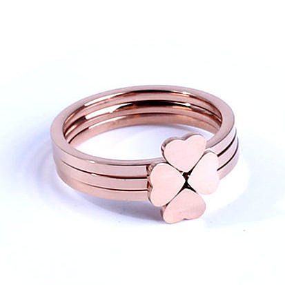 Women's Titanium Steel Hypoallergenic Four Leaf Clover Ring