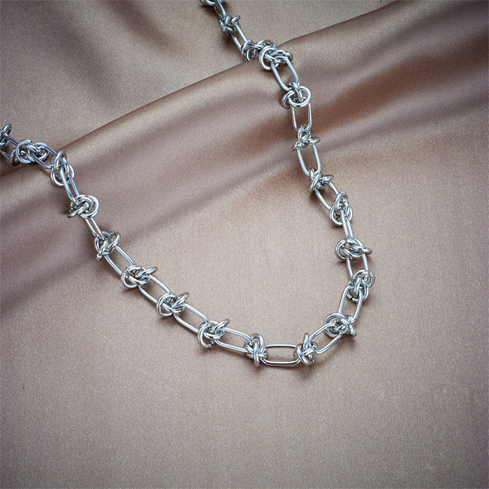 Collier de bracelets de placage en acier titane de couleur unie de style classique