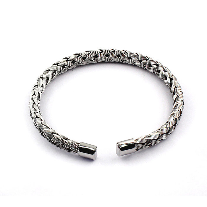 Hip-Hop Punk Circle Solid Color Stainless Steel Plating Rings Bracelets
