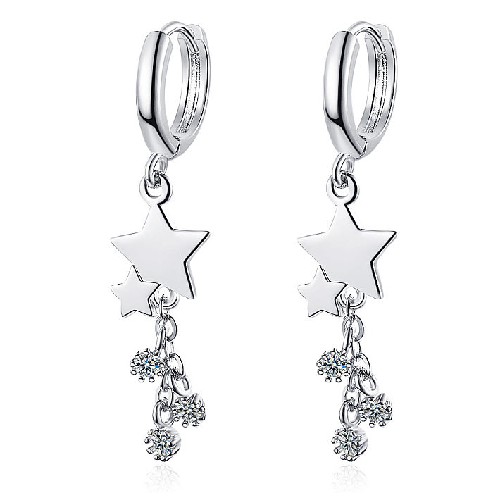 1 Pair Simple Style Star Plating Inlay Copper Zircon Drop Earrings