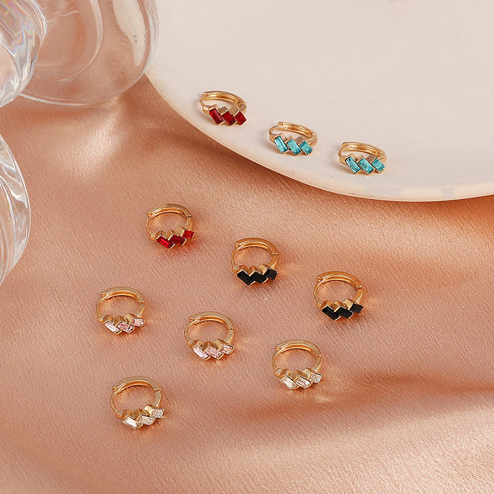 Sweet Geometric Copper Earrings Plating Inlay Zircon Copper Earrings