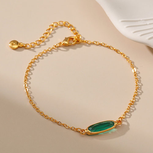 Bracelets plaqués or 18 carats en pierre de verre avec incrustation de cuivre géométrique de style simple