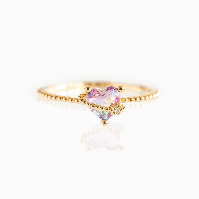 Wholesale Bear Love Color Zirconium Ring 18K Gold Color Preserving Jewelry Cute Girl Ring