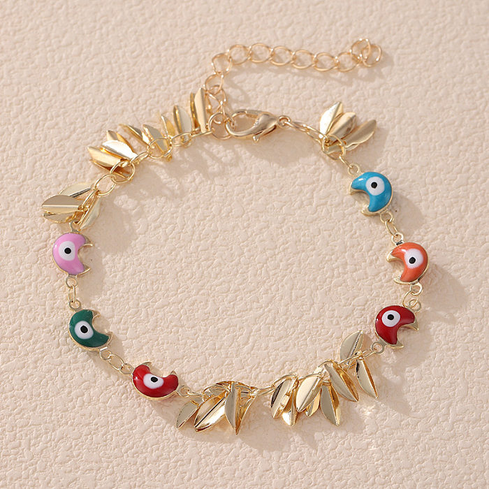 Bracelets de placage en émail de cuivre de fleur de forme de coeur d'oeil du diable de Style Simple décontracté