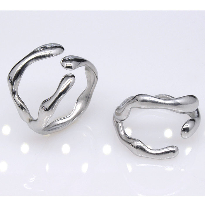 1 Piece Simple Style Irregular Solid Color Titanium Steel Plating Open Ring