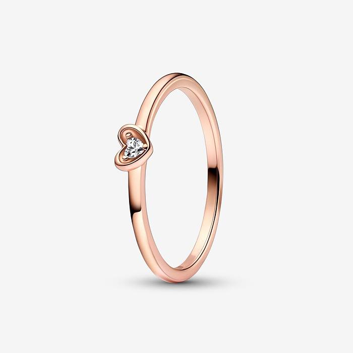 Sweet Heart Shape Solid Color Copper Inlay Artificial Gemstones Rings