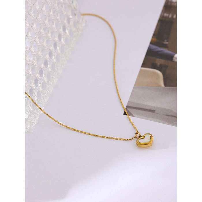 Sweet Heart Shape Titanium Steel Inlay Women'S Bracelets Ear Studs Necklace