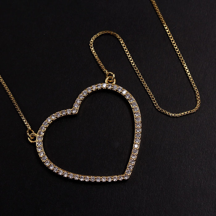 IG Style Basic Simple Style Heart Shape Copper Gold Plated Zircon Necklace In Bulk