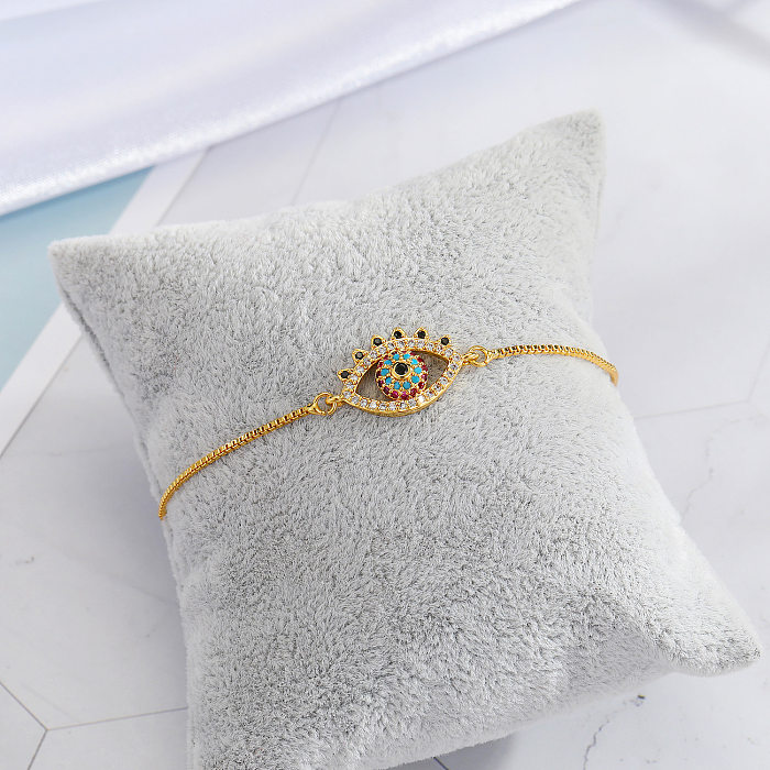 Bracelet en cuivre réglable en forme d'oeil de Zircon coloré, religieux, Simple, fleur, croix, à la mode
