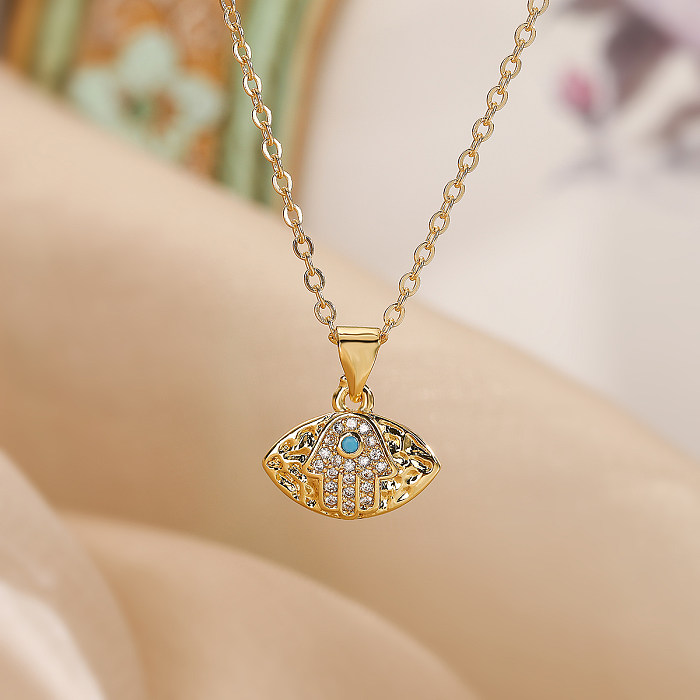 Simple Style Commute Star Copper Plating Inlay Zircon 18K Gold Plated Pendant Necklace