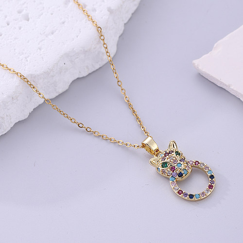 Streetwear Animal Stainless Steel Copper Plating Inlay Zircon 18K Gold Plated Pendant Necklace