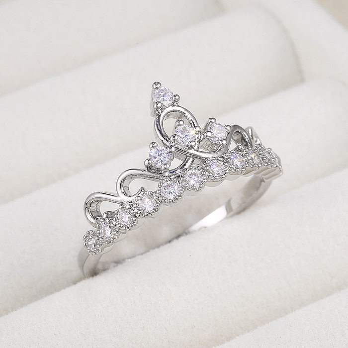 Creative Fashion Copper Micro-encrusted Zircon Women's Crown Ring