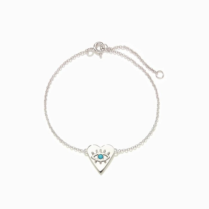 1 Piece Retro Devil'S Eye Heart Shape Copper Inlay Turquoise Bracelets