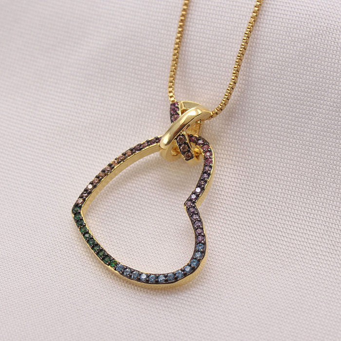 Sistema de joyería plateado oro del Zircon del embutido del cobreado de la forma del corazón del estilo simple
